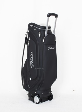 新款高尔夫球包Tist拉杆拖轮球杆精美PU防水标准轻便高尔夫球包
