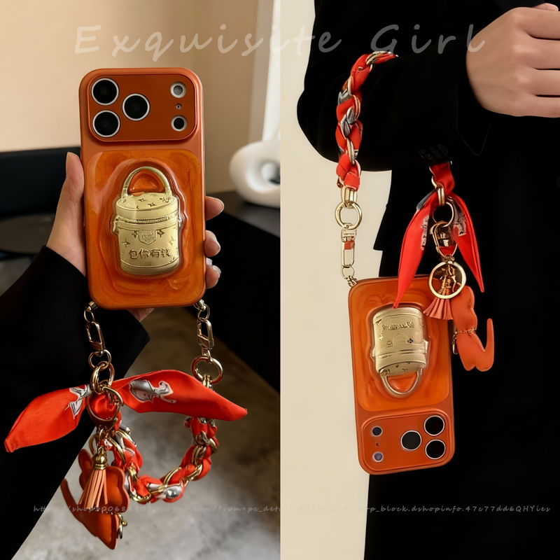 可壳包你有钱适用苹果17PROMAX手机壳iPhone16PRO立体滴胶15/14PLUS新年款高级ip14带丝巾挂绳15PROMAX