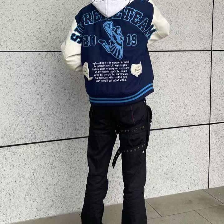 网红同款sup25周年纽约限定棒球服夹克vibe风格修身短款外套潮