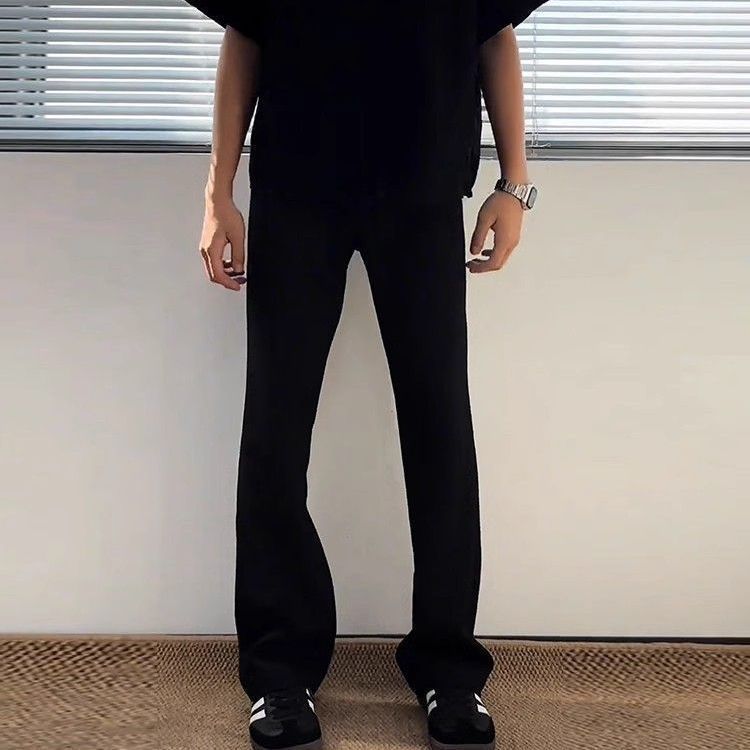 黑色517微喇叭弯刀垂坠感高级感修身裤子男春秋款直筒西装裤
