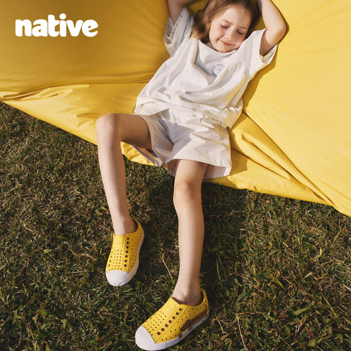 2026新款native儿童包头洞洞鞋