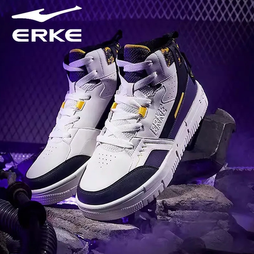 鸿星尔克休闲系带男板鞋高帮