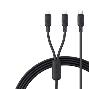 倍思一拖二PD100W快充线适用苹果17air16promax充电线车载一拖三数据线双typec手机ipad平板140W笔记本充电器