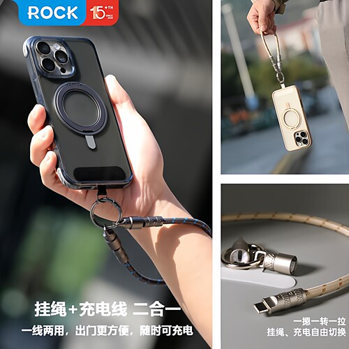 ROCK适用苹果手机挂绳手腕充电线