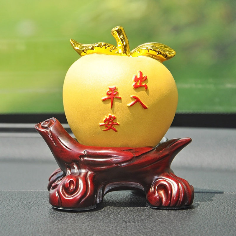创意汽车摆件绒沙金苹果车上摆件
