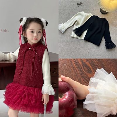 纯色女童长袖毛衣2024秋冬