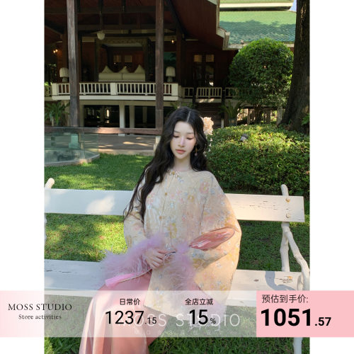 MOSS STUDIO【浅棠琼华】春季新中式重工金丝烧花丝绒外套女