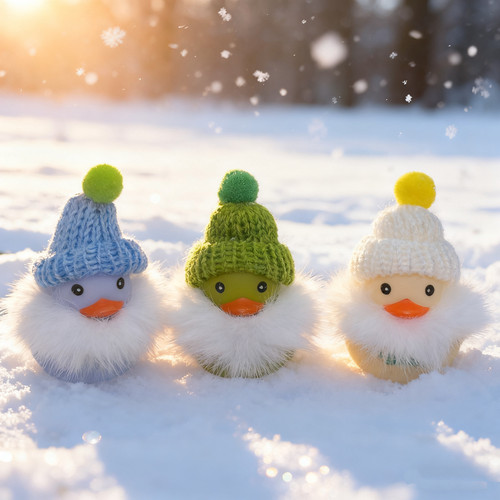 林里冬日新款毛绒围巾鸭鸭毛线帽配饰小鸭子周边