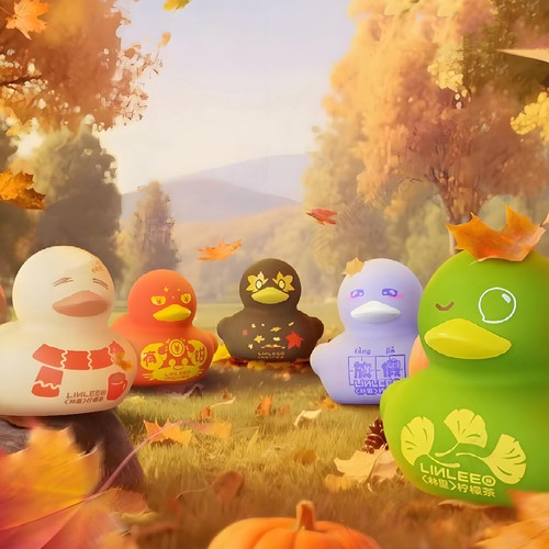 柠檬茶新款秋日鸭小鸭子周边彩色秋天氛围感鸭子