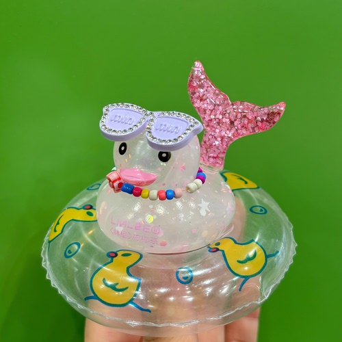 新款小黄鸭泳圈人鱼鸭diy摆件周边小鸭子