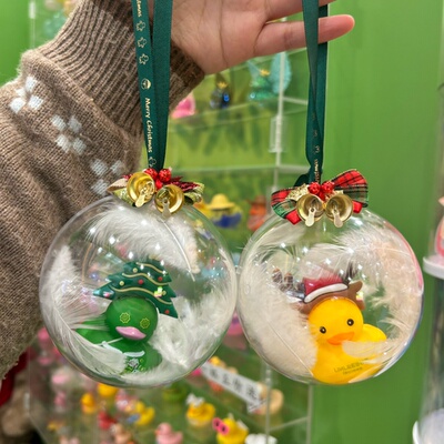 林里圣诞鸭圣诞树鸭铃铛鸭水晶球挂件圆形透明球形周边