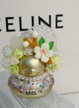 林里簪花鸭柠檬茶小鸭子原创手工diy簪花鸭子周边摆件