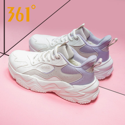 361运动鞋女鞋皮面加绒棉鞋保暖防水厚底增高鞋官方旗舰休闲鞋女