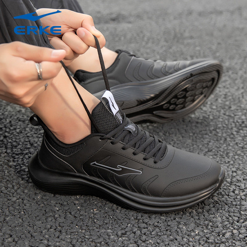 鸿星尔克男鞋冬季黑色保暖皮面防水鞋子跑步鞋官方旗舰店运动鞋男,运动鞋new,跑步鞋,淘宝优惠券,粉丝福利购,淘宝优惠卷