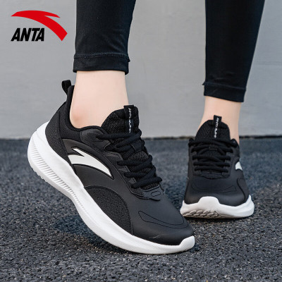 安踏新款跑步鞋皮面防水女鞋