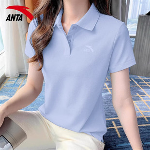 安踏女短袖POLO衫速干t恤夏季新款官方旗舰店女装翻领运动上衣