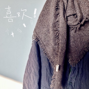 501SU 自留款 敦厚温暖流苏100%牦牛绒三角围巾 高原生态厚织披肩