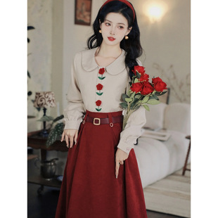 回门服新娘平时可穿敬酒服结婚当天便装秋季订婚礼服裙日常套装女