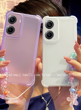 适用小米POCOF7 ULTRA手机壳C75卡通手链C65保护套M7冰雾四角防摔X7PRO全包边X6 5G硅胶15SPRO珠链F5情侣网红