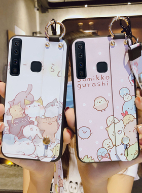 适用于三星a9s手机壳C9 PRO女款腕带A54硅胶C7保护套S25 Edge防摔A56创意A9 2018软A750F潮16网红A14挂绳A34