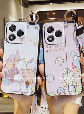 适用荣耀400LITE手机壳honor 300ULTRA卡通硅胶200 SMART腕带女全包边100防摔保护套90GT支架网红80PRO磨砂70