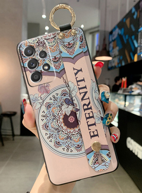 适用三星A53 5G手机壳A33 5G腕带防摔S25ULTRA保护套A56卡通硅胶A15全包边A25名族风S24磨砂A16软浮雕A54网红