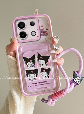 适用红米NOTE13PRO 5G手机壳小米POCOX6卡通硅胶A3X插卡卡包NOTE12防摔卡套NOTE10S卡套M5S保护套NOTE11S手绳