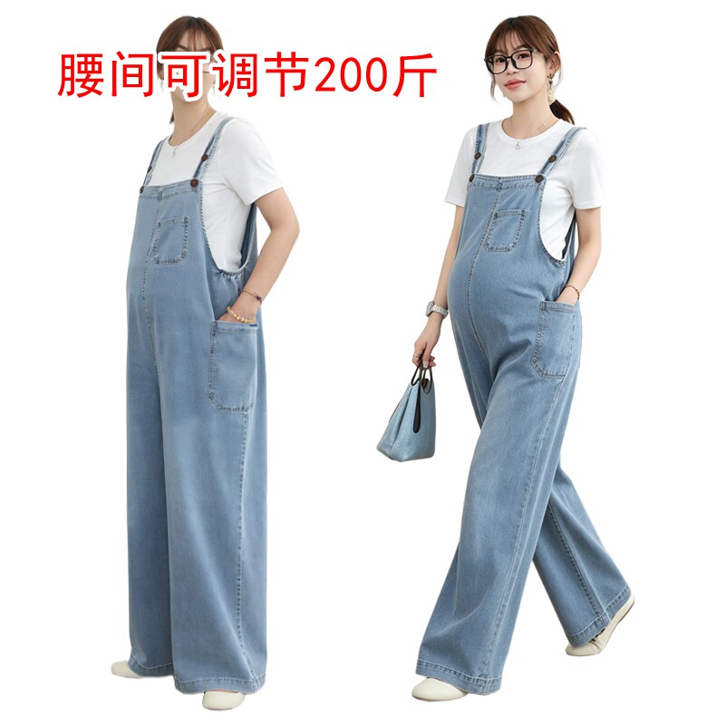 孕妇阔腿背带裤200斤加肥夏春秋图片