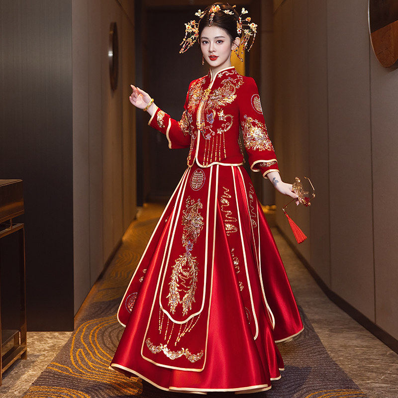外嫁女回娘家服装秀禾服旗袍中式新娘结婚敬酒服红色2026新款夏季