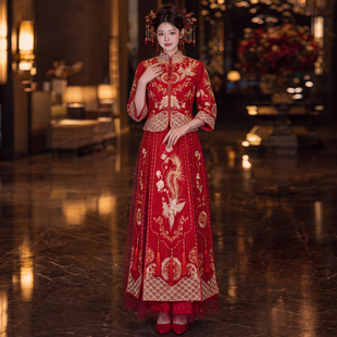 红色外嫁女集体回娘家中式旗袍秀禾服祠堂入伙潮汕迎老爷扛旗服装