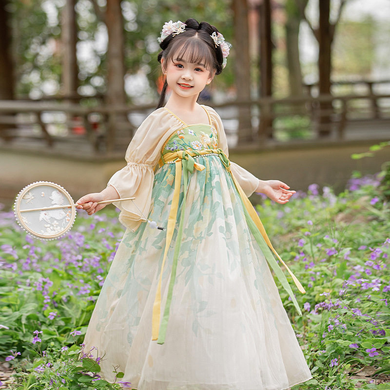 女童汉服夏款超仙女古风齐胸襦裙中国风女宝古装连衣裙小女孩长裙