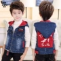 Áo khoác bé trai denim Lei Yi 2019 mùa thu mới quần áo trẻ em trẻ em lớn trẻ em áo vest denim - Áo ghi lê áo gile màu be