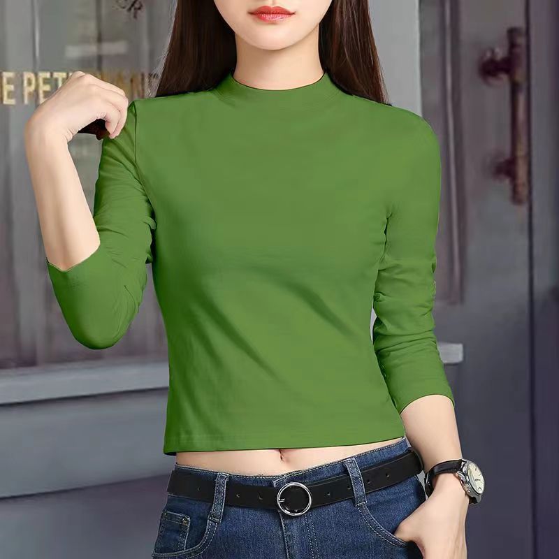 长袖t恤修身显瘦高腰长袖