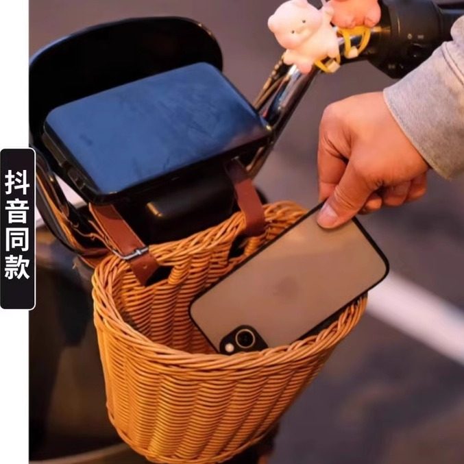 电动车车筐自行车电瓶车前置物兜置物筐挂包车篓收纳篮子雅迪摩登