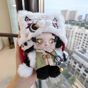 SKULLPANDA光织园搪胶公仔挂件SP娃衣新中式古风娃衣拜年醒狮套装