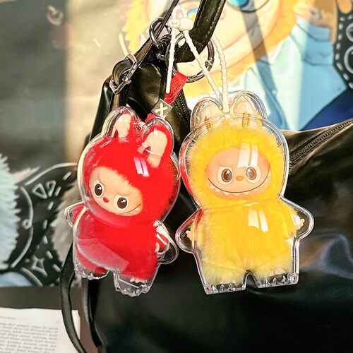 labubu拉布布心底密码4.0保护壳四代搪胶公仔透明防尘罩痛包展示