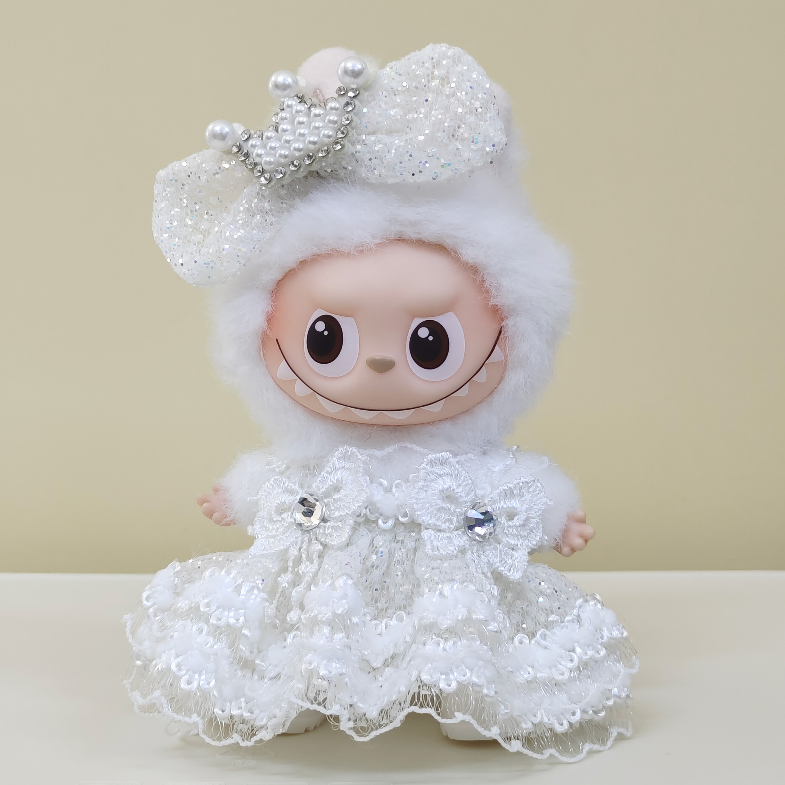 Labubu娃衣通用搪胶玩偶衣服mini玲珑纱裙套装4.0拉布布10cm