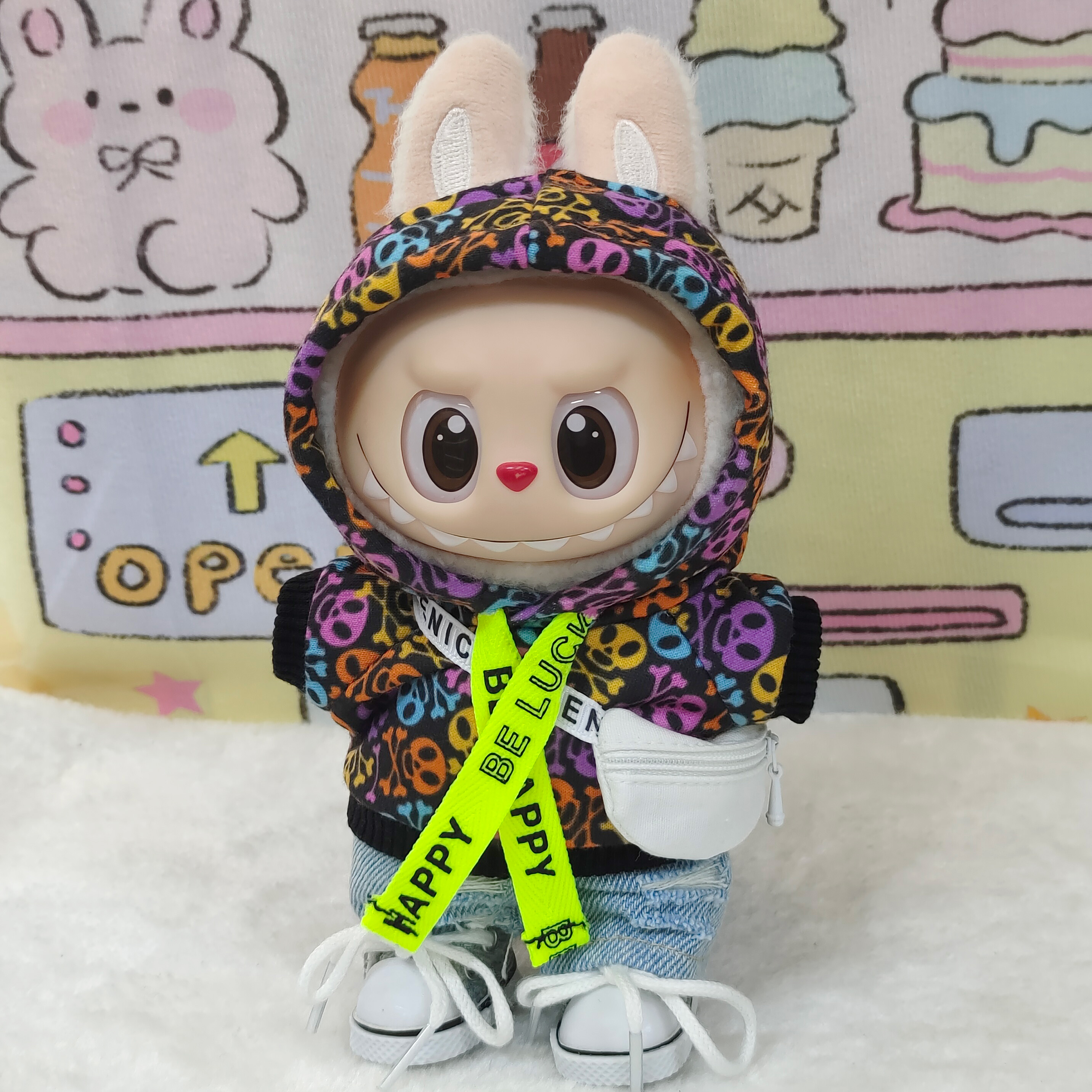 新品）潮牌骷髅服拉布布娃衣套装拉布布一代二代三代服装
