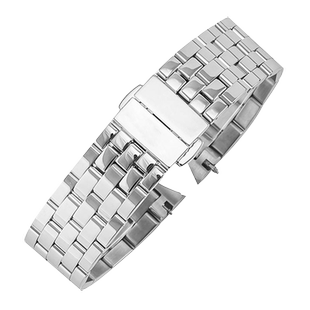 美度钢带代用贝伦赛丽舵手M8600M7600蝴蝶扣手表配件钢链男女表带