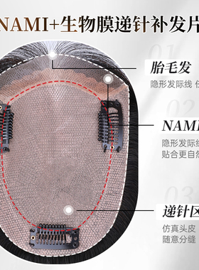 假发片女NAMI生物膜递针头顶补发全真薄款自然无痕增发量遮白发