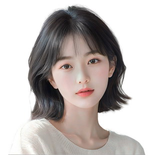 假发女短发真发全头自然蕾丝减龄波波头光头专用微卷真人发丝头套