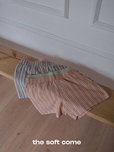 汉麻天丝条纹 The 原创设计双腰头拼色短裤 come 轻松一夏 soft