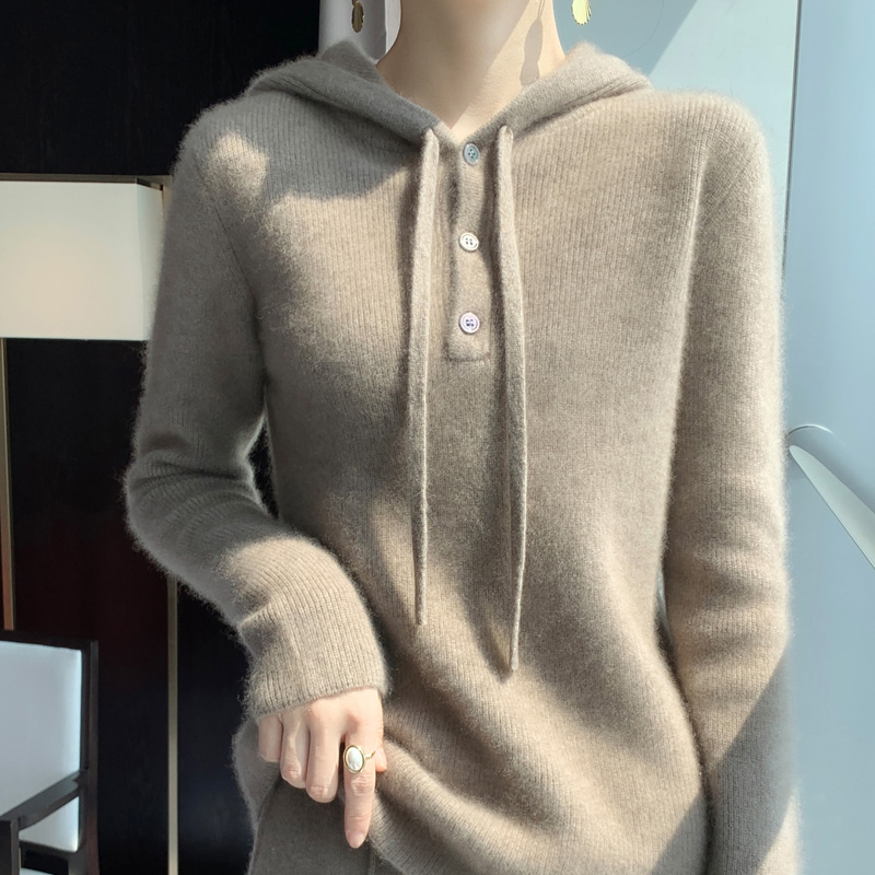 昊恩羊毛套头连帽套头通勤简约