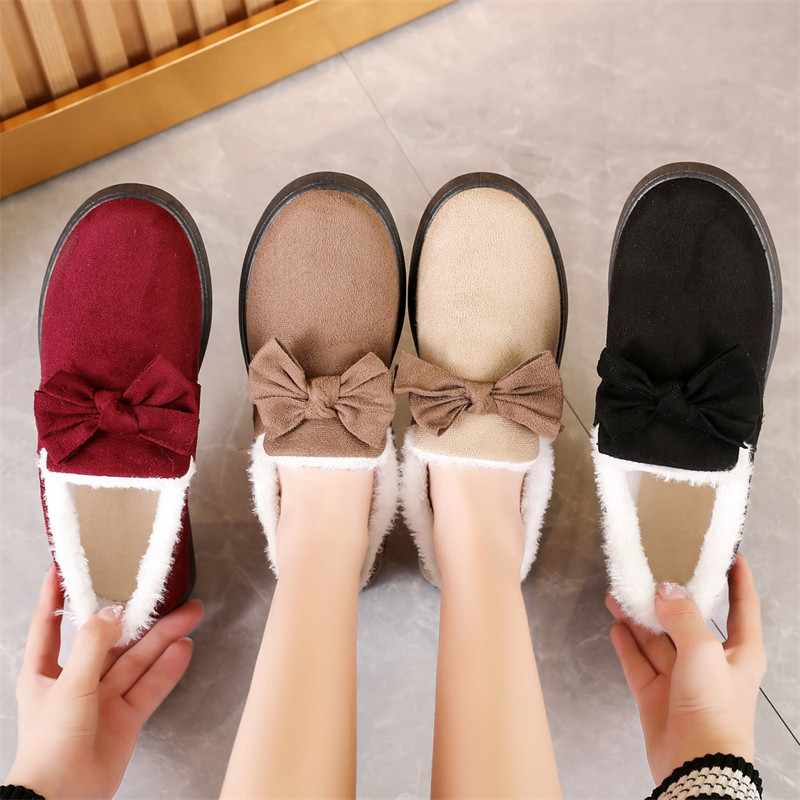 棉鞋女加绒加厚冬季豆豆新款北京妈妈短筒蝴蝶结防滑脚蹬雪地靴女,女鞋,时尚雪地靴,淘宝优惠券,粉丝福利购,淘宝优惠卷