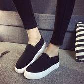 一脚蹬乐福女鞋 春季 女厚底懒人学生布鞋 休闲板鞋 韩版 潮帆布鞋