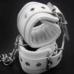 新款结实皮革pu手铐脚铐项圈牵引链套装女m黑色束缚道具