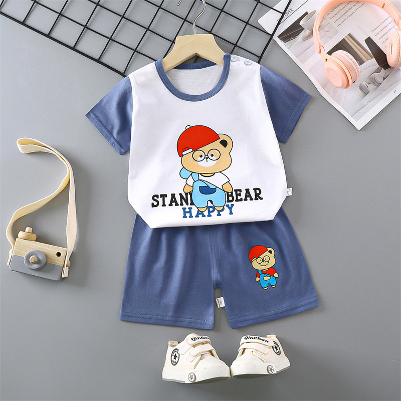 红帽小熊纯棉婴幼儿童短袖t恤短裤套装夏季分体男女宝宝薄款衣服,童装/婴儿装/亲子装,套装,淘宝优惠券,粉丝福利购,淘宝优惠卷