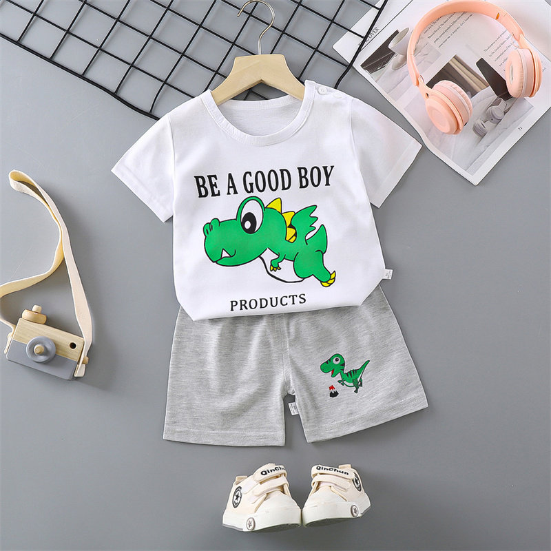 白色恐龙纯棉婴幼儿童短袖t恤短裤套装夏季分体男女宝宝薄款衣服,童装/婴儿装/亲子装,套装,淘宝优惠券,粉丝福利购,淘宝优惠卷