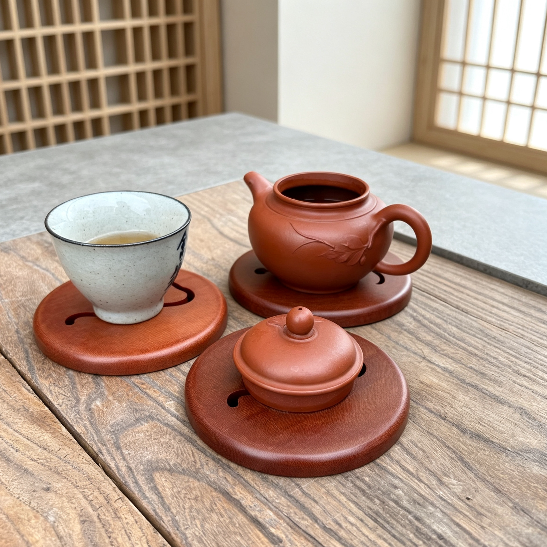 电木祥云镂空杯垫 圆形小茶托10cm 新中式茶道隔热垫功夫茶具配件