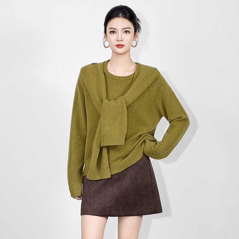 【100%羊毛】连帽围巾毛衣